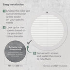 Vent Systems 8" Inch (Opening Dimensions) - Pack of 5 - White Soffit Vent Cover - Plastic Round Air Vent Grille - Built-in Mesh Screen - HVAC Register Louver for Bathroom, Home, Kitchen