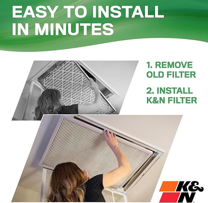 K&N 14X14X1 HVAC Furnace Air Filter, Lasts a Lifetime, Washable, Merv 13, the Last HVAC Filter You Will Ever Buy, Breathe Safely at Home or in the Office, HVC-13-11414
