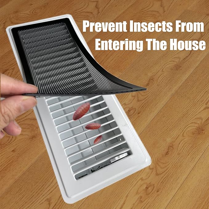 Floor Register Vent Cover- 4"x12" Magnetic Air Vent Screen Mesh Cover, Perfect for Wall/Ceiling/Floor Air Vent Filters (4-Packs)