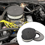 12" Air Cleaner Kit Black Aluminum Oval Full Finned Compatible with Classic Chevy Ford