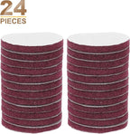 HARFINGTON 24pcs Scrubber Scouring Pads 400 Grits 4 Inch Drill Power Brush Hoop and Loop Surface Conditioning Disc Drill Scuffing Disc Scrub Pads for Home Kitchen Cleaning, Red
