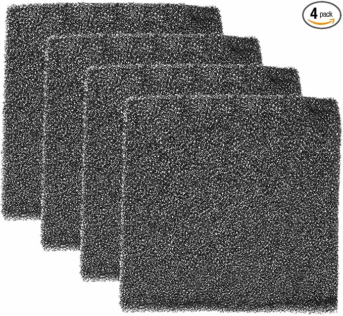 Fan Replacement Filters 4 Pcs Fan Filter Foam Sponge (6" x 6" x 0.39", 30ppi) - Breathable, Soft for Air Compressors Inverter Chassis Vacuum Cleaners