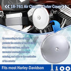 18-760 Air Cleaner Outer Cover for Billet Sucker and Big Sucker Stage, Chrome Cover Compatible with Most Harley Davidson Models