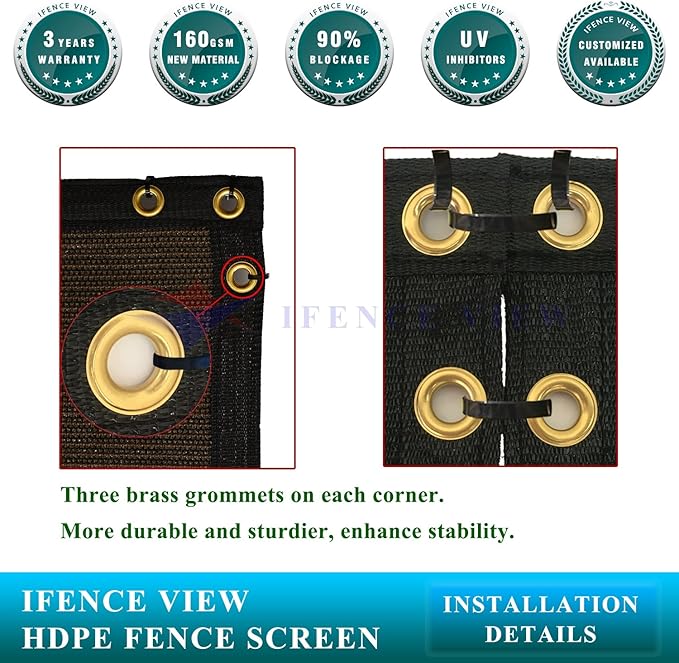 Ifenceview 6'x1' to 6'x100' Brown Shade Cloth Panels Fence Privacy Screen Fabric Mesh Net for Construction Site Yard Driveway Garden Railing Pool Balcony Canopy Awning 160 GSM (6' x 97')