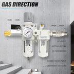 MEANLIN Air Compressor Moisture Filter, AC3010 Air Line Filter, 3/8" NPT Inlet with 150 PSI Gauge and Valve Shut Off Switch for Air Tools and Spray Paint Gun