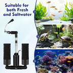 AQQA Electric Sponge Filter for Aquarium – Quiet USB Powered Breeding & Shrimp Filter with Bio Ceramic Media, Adjustable Air Intake & 360° Rotatable Outflow (110V Adapter Included) (S)