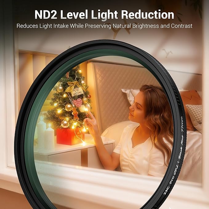 55mm Black Diffusion 1/4 & Reflectivity CPL 2 in-1 Filter with Lens Cap, Dreamy Softens Highlights with Effective Polarization, Mist Cinematic Polarizer Effect Filter with ND2 Reduction