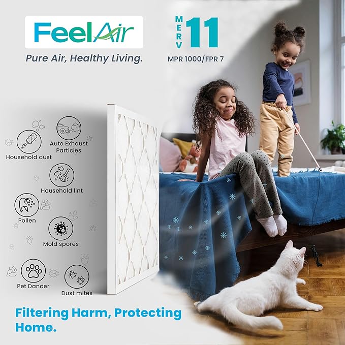 20x25x1 Air Filter – 6 Pack, MERV 11 Pleated HVAC & Furnace Filter, Electrostatic Mechanical Filtration (Actual Size 19.50 x 24.50 x 0.75)