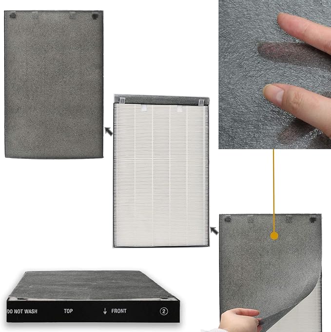 FFsign 2678 Replacement High Efficiency HEPA Filter + 2677 Actived Carbon Filter for Bissell Air220 Air320, 1 True HEPA Pre-Filter & 1 Carbon Filter