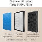YIOU Air Purifier for Home Large Room up to 547 ft², H13 True HEPA Air Filter 20dB Air Cleaner Odor Eliminator for Allergies Smoke Dust Pollen, Grey, 7"D x 11.5"W x 11.7"H