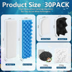 30 Pack Replacement Filter Media Kit Compatible with Fluval 406/407 Aquarium Filters, Including Bio Ceramic Rings, Activated Carbon, Blue, White & Black Bio Foam Value Pack