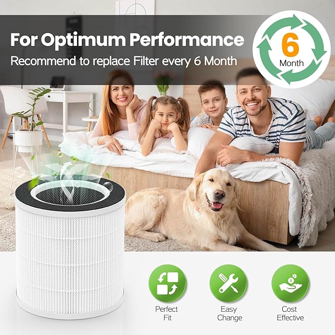 VK-6067B Filter Replacement Fit For HOKEKI VK-6067B Air Purifier and For Vremi Air Purifier, 3-Stage Filtration With HEPA and Activated Carbon Filter