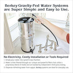 Travel Berkey Gravity-Fed Water Filter with 2 Black Berkey Elements + 2 Berkey PF-2 Fluoride and Arsenic Reduction Elements—Use at Home or Outdoors