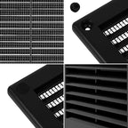 Repa Market 8 x 8 Inch (Outer) Black Square Air Vent Cover - Pack of 2 Plastic Fresh Air Intake Vent - AC Cover with Nylon Mesh Screen, Wall, Ceiling HVAC Return Air Register, Modern Soffit Vents