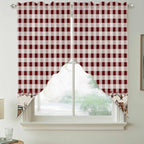 Swag Curtain Valances for Kitchen Windows,Farm Barn Western Star on Vintage Short Rod Pocket Window Valance,Red Buffalo Plaid Swag Topper for Bedroom Living Room,2 Panels 36x63in