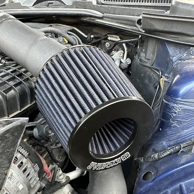 KYOSTAR Universal 6" (152mm) High-Flow Air Filter, Reusable Cone Cold Air Intake, High Performance, Washable, Clamp-On Car High Flow Air Kit, Flange Diameter: 6 Inch, Filter Height: 6.2 Inch, Black