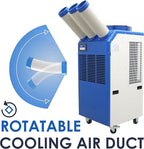 Portable Air Conditioner 22,178 BTU Industrial Spot Cooler Air Conditioner 910m³/h Mobile Outdoor Indoor Cooling Aircon with Three Column 220V 2400W