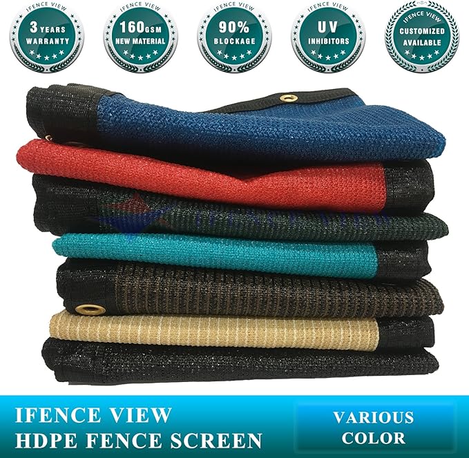 Ifenceview 6'x1' to 6'x100' Brown Shade Cloth Panels Fence Privacy Screen Fabric Mesh Net for Construction Site Yard Driveway Garden Railing Pool Balcony Canopy Awning 160 GSM (6' x 55')