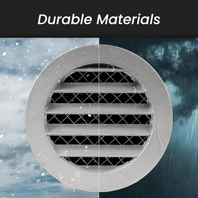 Repa Market 10" Inch Aluminum Black Soffit Air Vent Cover - Louvered Round Gable Vent with Mesh Screen - Exhaust/Intake Ventilation Grill for House, Attic, Bathroom - Outdoor Metal Duct Grate