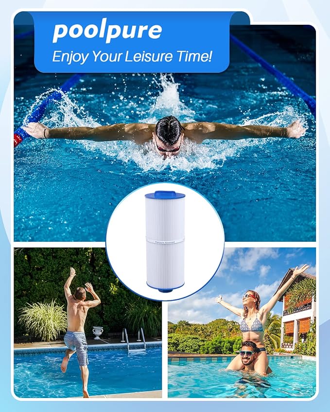 POOLPURE PLF6CH-960 Spa Filter Replaces PJW60TL-F2S, Jacuzzi Filters J-300, J400, Unicel 6CH-960, Filbur FC-2800, 6540-476, 6540-383, Hot Tub Filter with Closed Handle(Not be Removed) 2 Pack (14 7/8")