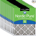 Nordic Pure 20x20x2 (Actual Size: 19 1/2 x 19 1/2 x 1 3/4) Pleated Air Filters MERV 13 Plus Carbon 12 Pack