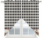 Swag Curtain Valances for Kitchen Windows,Farm Wooden House Black Buffalo Plaid Short Rod Pocket Window Valance,Western Star Swag Topper for Bedroom Living Room,2 Panels 36x36in