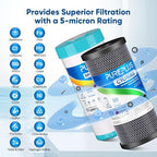 PUREPLUS 5 Micron 4.5"x 10" 2-Stage Whole House Water Filter Cartridge Combo Kit with KDF and Activated Carbon Block Filter, Replacement for WFHDC8001, CB-BB-10, GE FXHTC, GXWH40L, GXWH35F, 1PACK