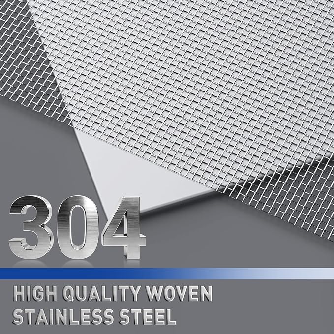 MAGZO 304 Stainless Steel Mesh Screen Roll 35in x 10ft - 22 Mesh Pet Proof Metal Window Screen Replacement, Screen Door Mesh for Patio,Porch,Pet,Cage,Vent Cover,Filter,Gutter Guard,Rodent Protection