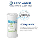 APEC Water Systems CB1-CAB10-BB Whole House Carbon Water Filter with 10" Home Filtration System, White