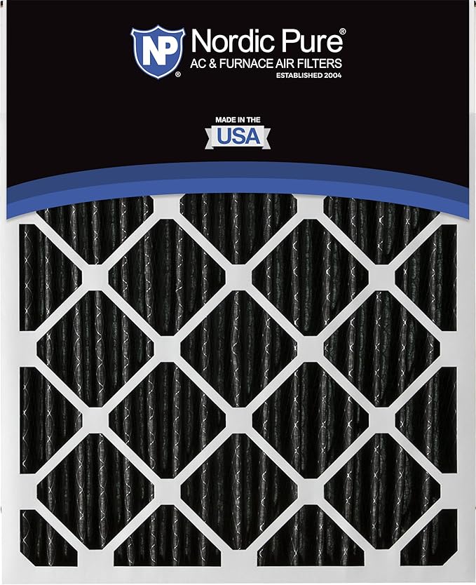Nordic Pure 16x20x2 (Actual Size: 15 1/2 x 19 1/2 x 1 3/4) Pure Carbon Pleated Odor Reduction Merv 8 Furnace Filters 12 Pack