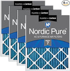 Nordic Pure 12x24x1 (Actual Size: 11 1/2 x 23 1/2 x 3/4) Pleated Air Filters MERV 7 Plus Carbon 4 Pack