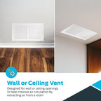 EZ-FLO 12 x 6 Inch (Duct Opening) Return Air Vent Cover for Wall or Ceiling, Solid Steel Return Air Grille, HVAC Vent Cover, White, 61626
