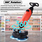 Commercial Floor Scrubber Machine Lightweight Electric Floor Cleaner with 17" Cleaning Width, Rotary Double Brushes, 360° Rotating Head, Efficiently Scrubs The Floor and Leaves it Dry White