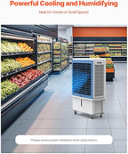 VEVOR Evaporative Air Cooler, 4129 CFM with 12.7 Gallon Water Tank Swamp Cooler, Portable Cooling Fan with Remote Control, 12H Timer, 4 Ice Boxes, Quiet Operation, 3 Wind Speeds for Outdoor Indoor Use