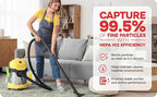 Dust Collection Bag (Large, 10-Pack) Shop Vac–Ready Vacuum Bags with High-Efficiency Filter Media, Easy Swap, Exclusive One-Hand Quick-Release Strap, Shop Vac Hose Fits up to 62mm