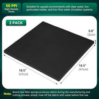 Borlech Aquarium Bio Filter Sponge Pad - Cut-to-Size Aquarium Filter Media for Fish Tank, Pond, Sump - Mechanical & Biological Filtration (18.5"x18.5"x0.8", 50PPI, 2 Pack)