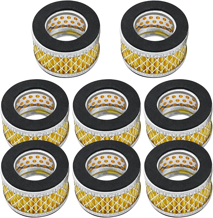 8 Pcs Air Compressor Filter Intake Paper Filter Elements 2.6 x 1.6 Inches Piston Type Air Replacement Filter Element Yellow Air Compressor Accessories