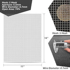 2 Pack 14"x11" Wire Mesh, 5 Mesh Crimped Stainless Steel Mesh, Never Rust Sturdy Metal Mesh Screen for DIY Projects, Vent, Cage, Garden, Window Screen, Filter Mesh