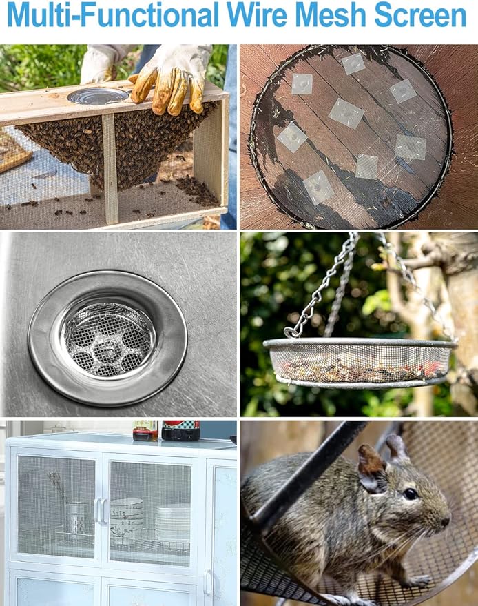 5 Pack Wire Mesh Screen 13.4'' x 9.5'' for Air Vent, 24cm x 34cm, 20 Mesh, 1mm Hole, 304 Stainless Steel Wire Mesh, Easy to Cut