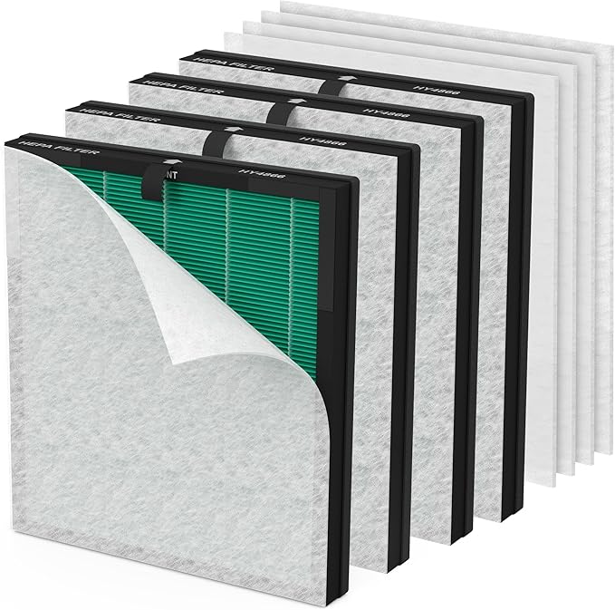 4 Packs Premium HY4866 Replacement Filter Compatible with MORENTO HY4866, WESTHEY HY4866, YIOU M1 and FETIONS FT5000 Air Cleaner Purifiers, Pet Dander Version, Green