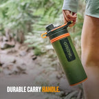 GRAYL GeoPress 24 oz Water Purifier Bottle - Filter for Hiking, Camping, Survival, Travel (Oasis Green)