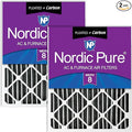Nordic Pure 16x24x4 (Actual Size: 15 3/8 x 23 3/8 x 3 5/8) Pleated Plus Carbon Air Filters MERV 8 2 Pack