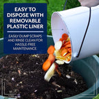 AuldHome Design Kitchen Compost Bin for Countertop | 1.3 Gallon Composting Bucket with Lid | Includes 3 Charcoal Filters | (White Enamel)