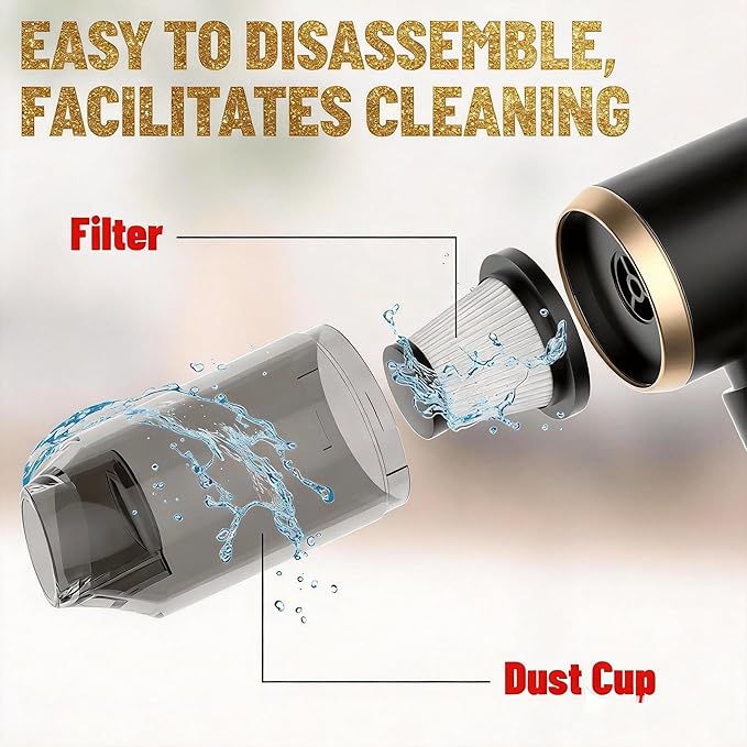 Cozylady Handheld Car Vacuum Portable Cordless,High Power 4 in 1 Vacuum Cleaner & Air Duster & Air Blower for Car, Home, Office, Camping, Pet (Black)