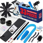 Dryer Vent Cleaner Kit, Bluesea 33-Piece Omnidirectional Dryer Cleaning Kit Include 35 Feet Dryer Vent Brush, Upgrade Noiseless Dryer Lint Vacuum Attachment, Lint Trap Brush, Vacuum & Dryer Adapters