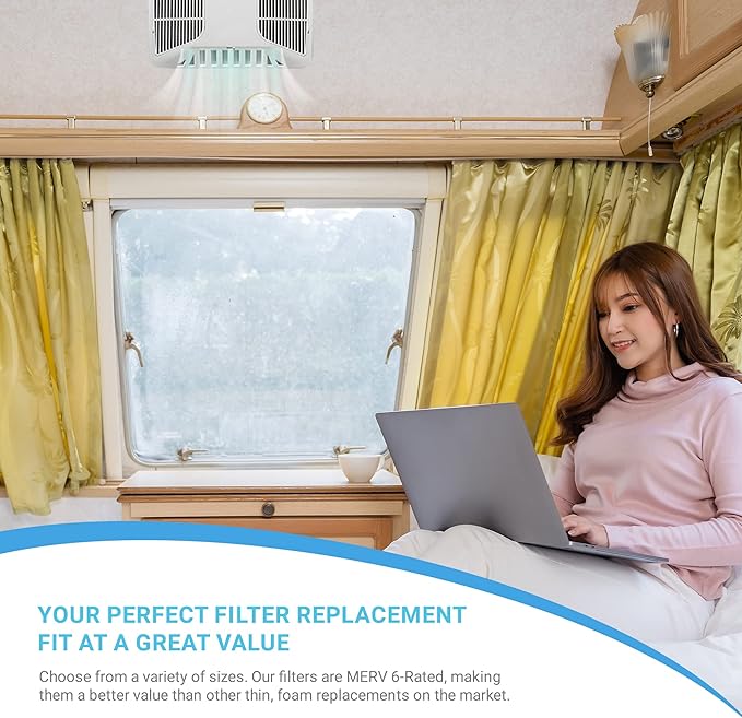 AC Filter - Air Conditioner Replacement Filters - RV Air Cleaner - Camper Accessories for Travel Trailers - Easy to Install Vent Filter - 5.25" round x 3/4" thick (4 Filters for AC 145G)