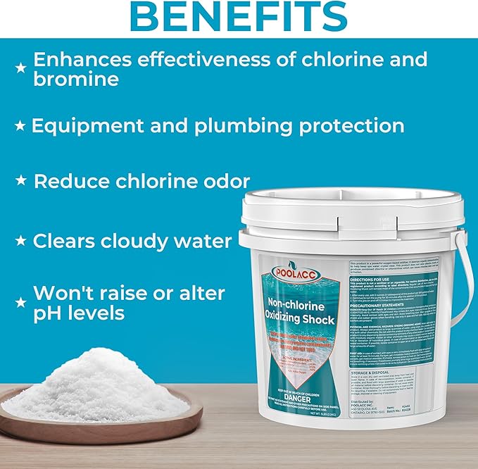 Non-Chlorine Spa Shock for Hot Tub, Chlorine-Free Shock Oxidizer Treatment for Hot Tubs, Spas and Swimming Pools, Fast Acting, Quick Dissolving Oxidizing Shock for Crystal Clear Water- 5lbs*2