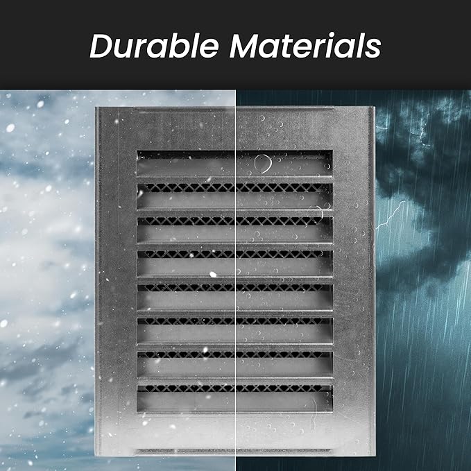 Repa Market 12" x 12" Inch (Inner Dimensions) Galvanized Steel Black Soffit Air Vent Cover - Louvered Square Gable Vent with Mesh Screen - Exhaust/Intake Ventilation Grill - Outdoor Metal Duct Grate