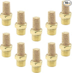 10 Pack 1/8" Male Thread Pneumatic Brass Exhaust Muffler Filter Air Pneumatic Mufflers Air Line Fitting Hex Sintered Silencer