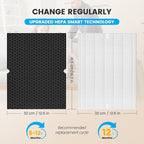 Smilyan 2 Sets 116130 HEPA Replacement Filter H for Winix 5500-2 Plasmawave Air Purifier and Models AM80, Includes 2 Pack Ture HEPA Filters + 2 Pack Activated Carbon Pre-Filters